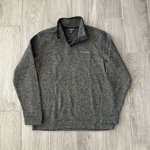 Eddie Bauer Radiator Fleece Snap Front Pullover Men’s Large Black Heathered